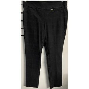 Anne Klein Pull On Ankle Pants Women's Size 8 Black Gray Pin Striped Faux Pocket
